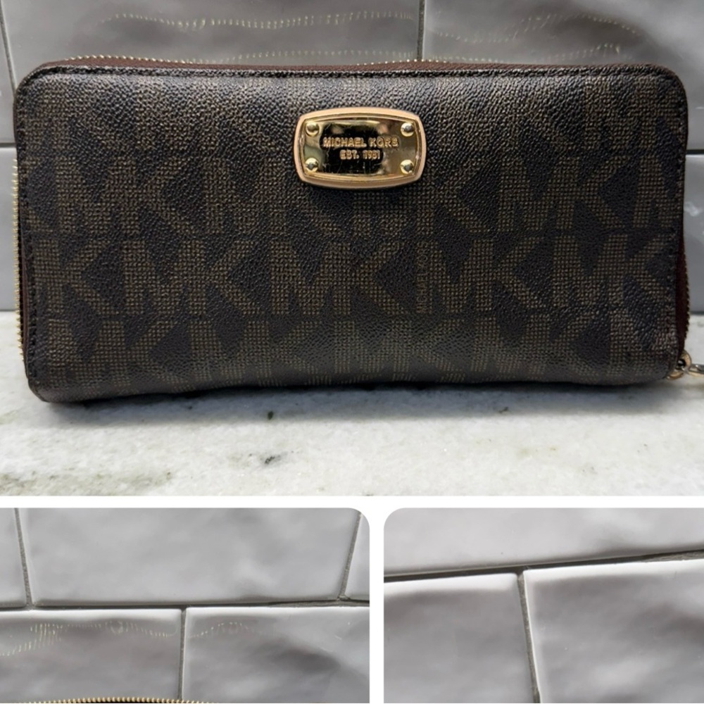Michael Kors Dark Brown Wallet with Gold Accents